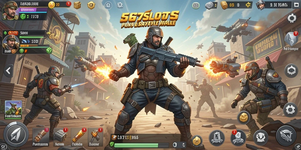 Screenshot gameplay 567SLOTS dengan aksi menegangkan Battle Royale.