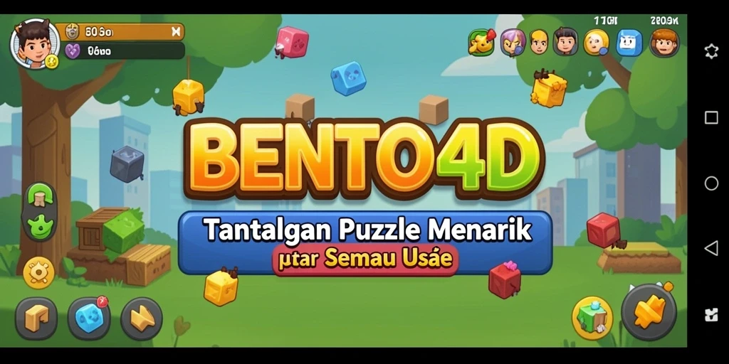 Screenshot gameplay BENTO4D yang menampilkan tantangan Puzzle.