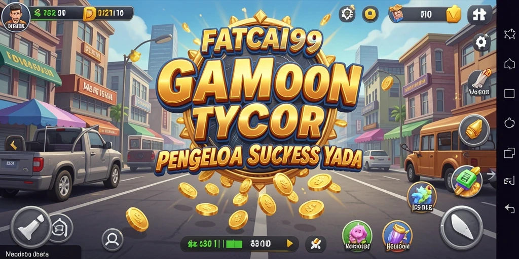 Tampilan gameplay seru dalam FATCAI99 yang menampilkan manajemen bisnis.
