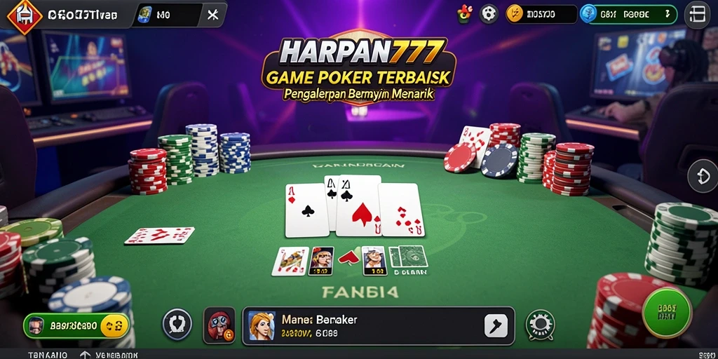 Tampilan gameplay Poker yang seru dan interaktif di HARAPAN777.