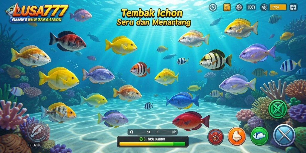 Screenshot gameplay LUSA777 yang menampilkan momen menembak ikan.