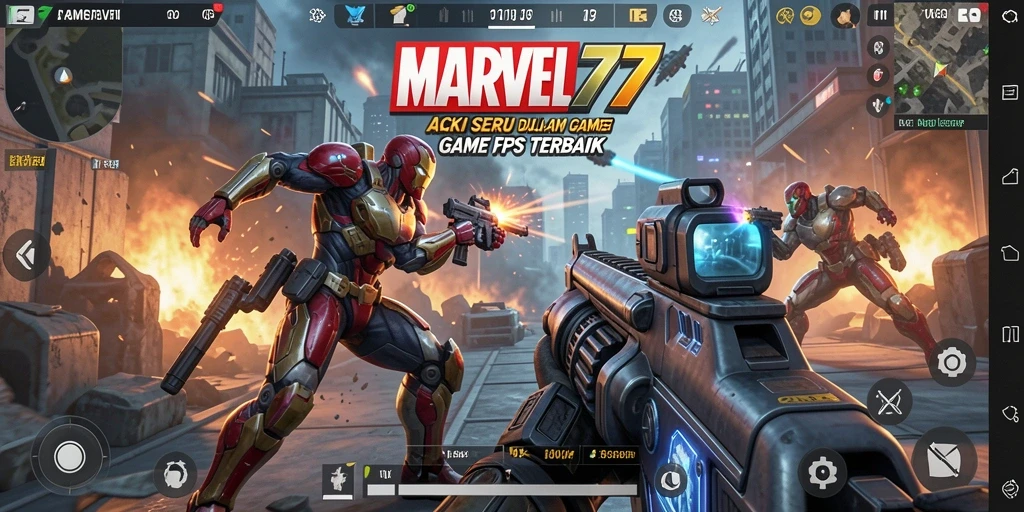 Tampilan gameplay mendebarkan dari MARVEL77 saat bertempur.