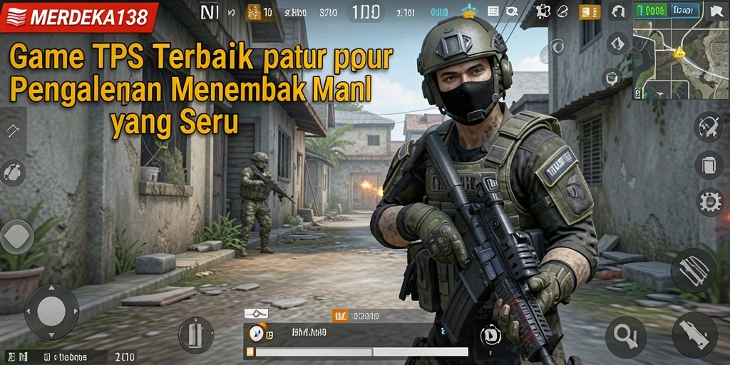 Tampilan seru gameplay MERDEKA138 dalam mode TPS yang mendebarkan.