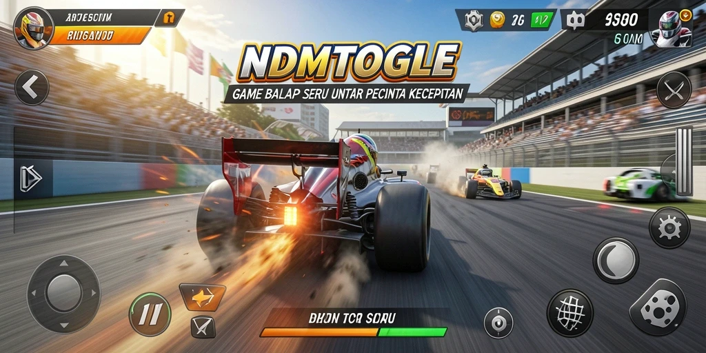 Tampilan gameplay NDMTOGEL yang penuh aksi balap.