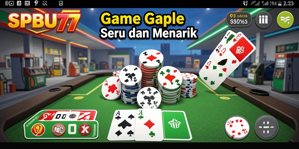 Tampilan gameplay seru dari SPBU77 dalam permainan Gaple.