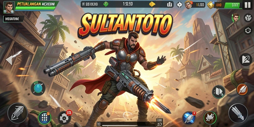 Screenshot SULTANTOTO menampilkan pertarungan aksi yang intens.
