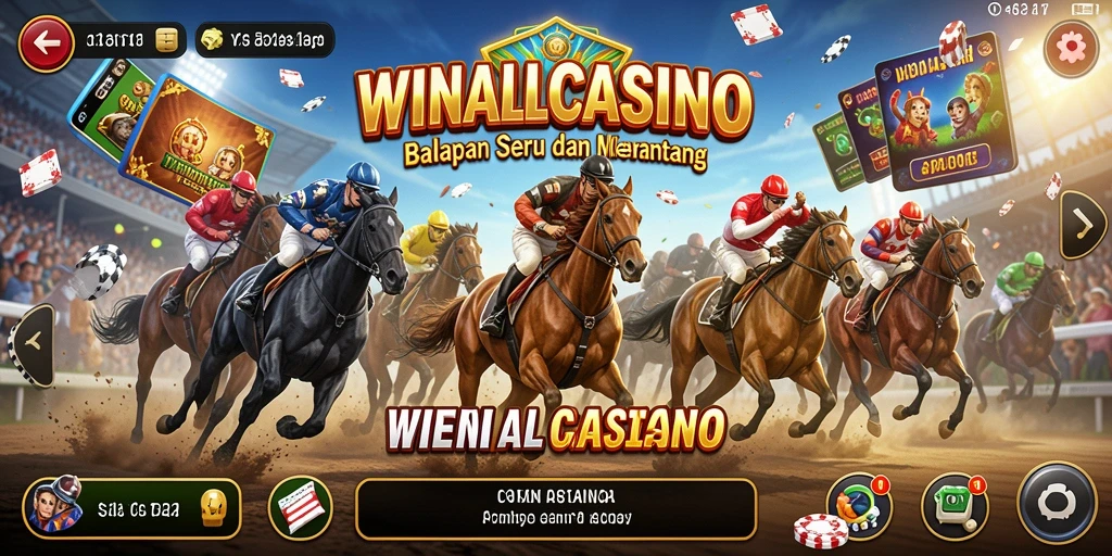 Tangkapan layar gameplay <strong>WINALLCASINO</strong> menunjukkan aksi balap seru dan intens.