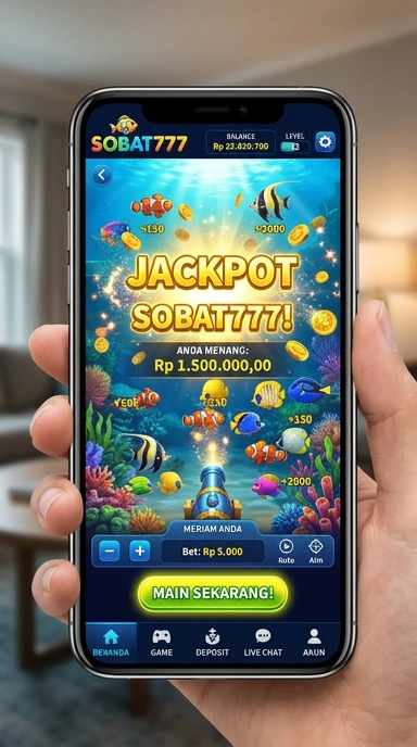 Screenshot aplikasi dengan berbagai pilihan kategori di sobat777.